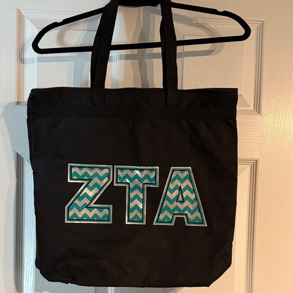 Black Tote Bag with ZTA Chevron Pattern